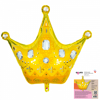 Шар (31''/79см) Фигура, Корона, Золото, 1 шт. в упак. Шар (31''/79см) Фигура, Корона, Золото, 1 шт. в упак.