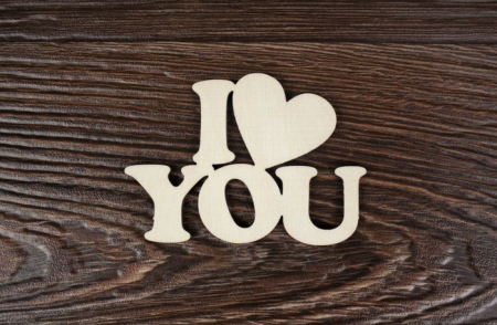 Топпер большой "Валентинки-надписи" "I love you"не окраш.(8*5,5см), 1 шт.