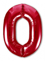 Шар (40''/102 см) Цифра, 0 Slim, Красный, 1 шт. в упак.