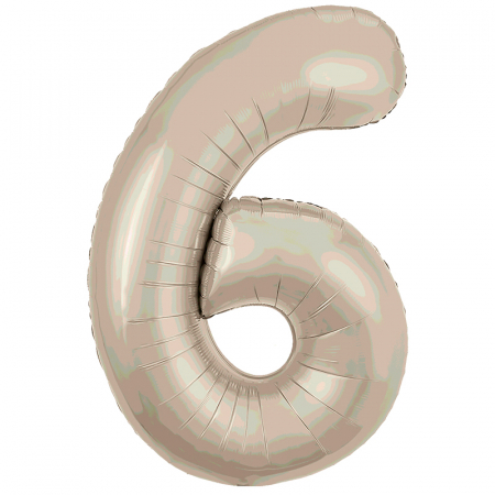 Шар (40"/102см) Цифра "6" Мистик крем Slim в упаковке, 1 шт.