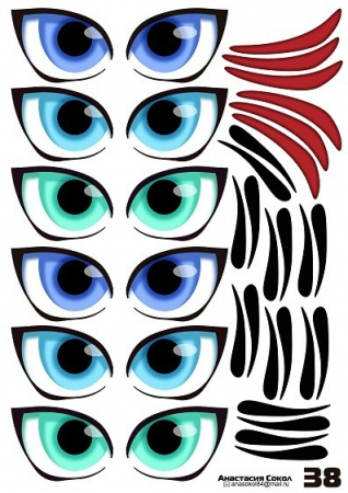 Наклейки "Глаза. Рты №38", 6 компл. на листе, 1 шт.