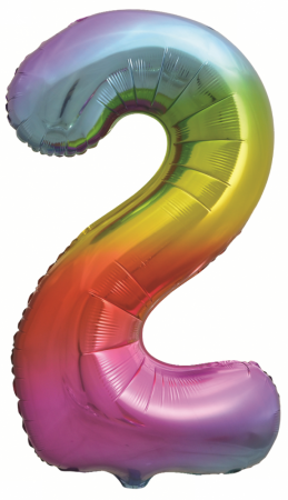 Шар (32''/81см) Цифра, "2", Радуга, Градиент, 1 шт.