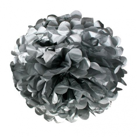 Декоративное украшение "Помпон" 30 см, серебряный, 1 шт. 