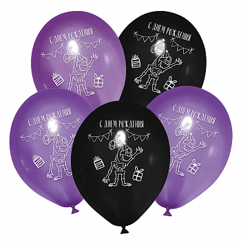 Шар (12"/30см) С днем рождения, вечеринка, Ассорти, пастель, 25 шт. 