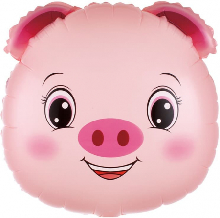 Шар (19''/48 см) Фигура, Голова, Маленький поросенок, 1 шт.