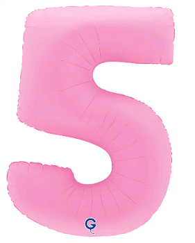 Шар (40''/102см) Цифра, "5", Розовая Сакура, Матовый, 1 шт. в уп.