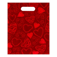 Пакет полиэтиленовый (31*40см), Сердечки, красный, 1 шт.