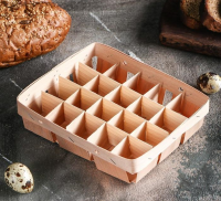 Корзинка из шпона (17*13 см) под 20 перепелиных яиц, с крышкой, 1 шт.