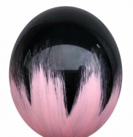 Шар (12"/30см) Браш-мазок, Розовый на черном, 5 шт.