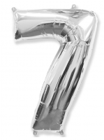 Шар (40"/102см) Цифра, "7", Серебро, в упаковке, 1 шт.