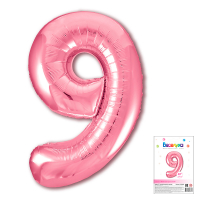 Шар (40"/102см) Цифра, 9, Нежный розовый, в упаковке, 1 шт.