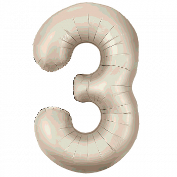 Шар (40"/102см) Цифра "3" Мистик крем Slim в упаковке, 1 шт.