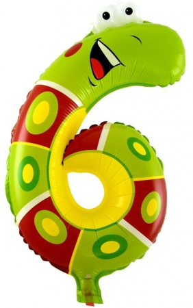 Шар с клапаном (16''/41см) Цифра, 6 Гусеница, 1 шт.