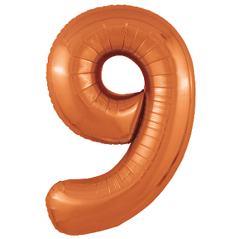 Шар (40''/102см) Цифра, 9 Slim, Папайя, 1 шт. в упак.