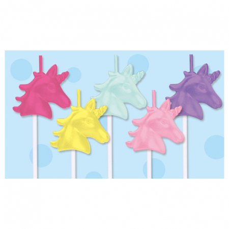Набор свечей на шпажках (8,5см), Единороги, Разноцветные, 5 шт.