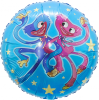 Шар (18''/46см) Круг, Зубастики, Синий, 1 шт.