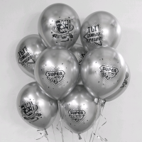 Шар (12''/30 см) Ты Самый Лучший, Super Герой!, Серебро, хром, 2 ст, 25 шт.