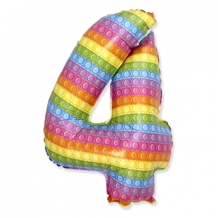 Шар (32"/81см) Цифра "4" Поп-ит, 1 шт.