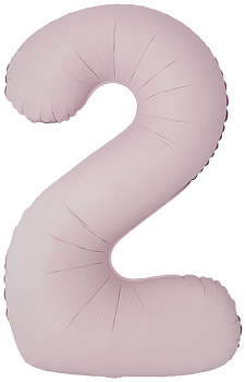 Шар (40''/102см) Цифра, "2" Slim, Пыльная роза, Сатин, 1 шт. в уп.