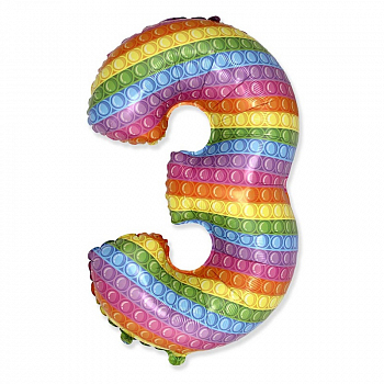 Шар (32"/81см) Цифра "3" Поп-ит, 1 шт.