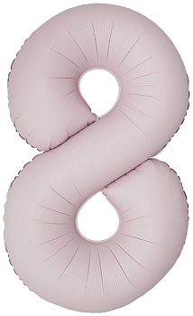 Шар (40''/102см) Цифра, "8" Slim, Пыльная роза, Сатин, 1 шт. в уп.