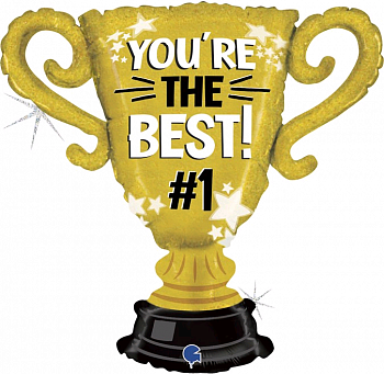 Шар (33''/84 см) Фигура, Кубок Чемпионов, Ты Лучший #1, Золото, 1 шт. Уценка