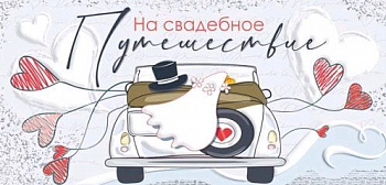 Конверт для денег (16,8*8,4см), На свадебное путешествие!, 1 шт.