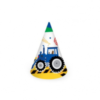 Колпачки бумажные, С Днем Рождения Трактор, 6 шт.