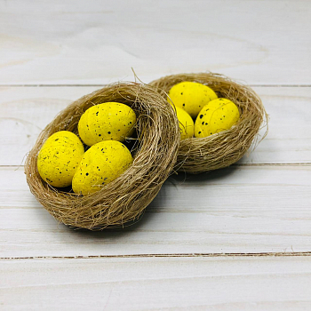 Пасхальный декор "Яйца в гнезде", Желтый, 2 шт.