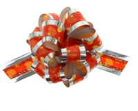 Бант-шар (3,2см), Воздушные сердца на красном, Серебро,1 шт.