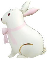 Шар (33''/84см) Фигура, Зайка с розовым бантиком, Сатин, 1 шт.