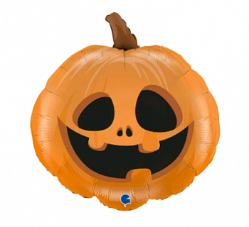 Шар (29"/73см) Фигура, Страшная тыква на Хэллоуин, Оранжевая (в упаковке), 1 шт.