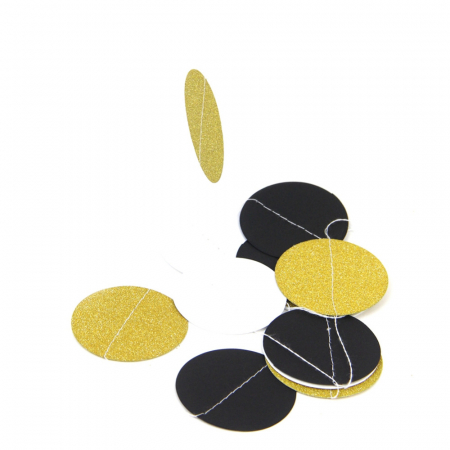 Гирлянда (200см), "Круги Микс", Золотой/черный/белый, 1 шт. 