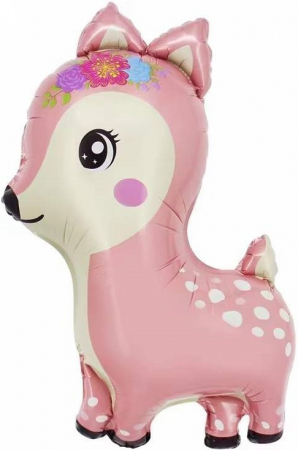 Шар (38''/97см) Фигура, Олененок, Розовый, 1 шт.