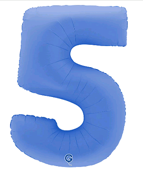 Шар (40''/102см) Цифра, "5", Голубой Лотос, Матовый, 1 шт. в уп.
