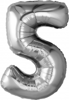 Шар (32''/81см) Цифра, 5, Серебро, 1 шт. в упак.