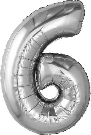 Шар (32''/81см) Цифра, 6, Серебро, 1 шт. в упак.