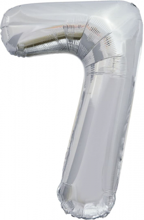 Шар (32''/81см) Цифра, 7, ЭКО, Slim, Серебро, 1 шт.