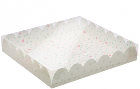 Коробка подарочная (35×35×6см,) с PVC крышкой, Счастье ждет тебя, 1 шт.