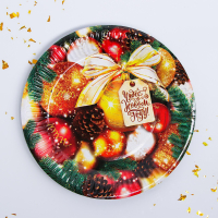 Тарелки бумажные (18см), Чудес в Новом году, елочные игрушки, 10 шт.