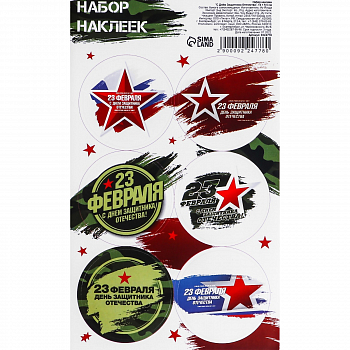 Наклейки для цветов и подарков (16*10см), С Днём Защитника Отечества, 1 шт.