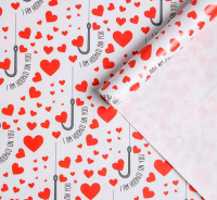 Бумага упаковочная глянцевая (70*100см), Удочка любви, 1 шт.