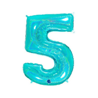 Шар (40"/102см) Цифра, "5", Тиффани голография, в упаковке, 1 шт.