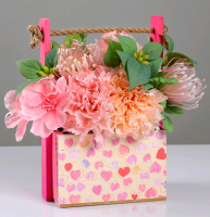 Кашпо деревянное (12*16*25см), Пауль и Любовь. Молодые сердца, с принтом, 1 шт.