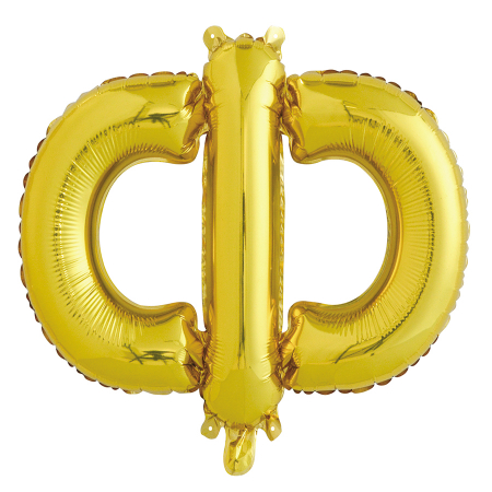 Шар с клапаном (16''/41см) Буква, Ф, Золото, 1 шт.