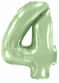 Шар (40''/102см) Цифра, 4, Мятный, Макарунс, в упаковке, 1 шт.