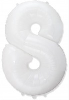 Шар (40''/102см) Цифра, "8", Белый, в упаковке, 1 шт.