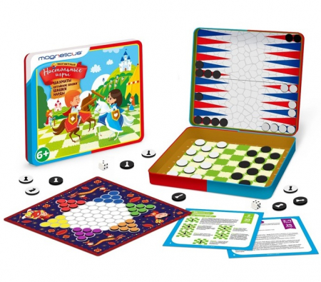 Магнитные настольные игры 4 в 1, (шахматы, шашки, китайские шашки, нарды), 1 шт.