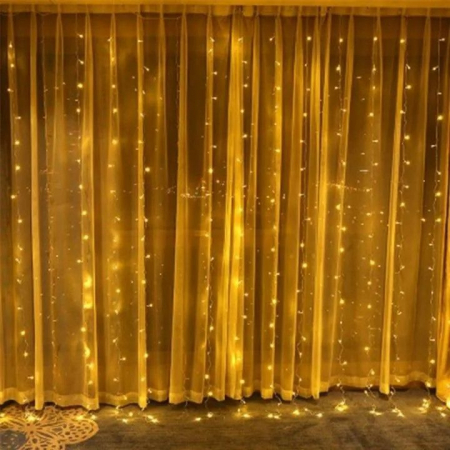 Светодиодная гирлянда-штора (3*3м), Желтая, 1 шт.