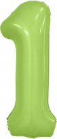 Шар (40''/102см) Цифра, 1 Slim, Фисташка, Сатин, 1 шт. в упак.